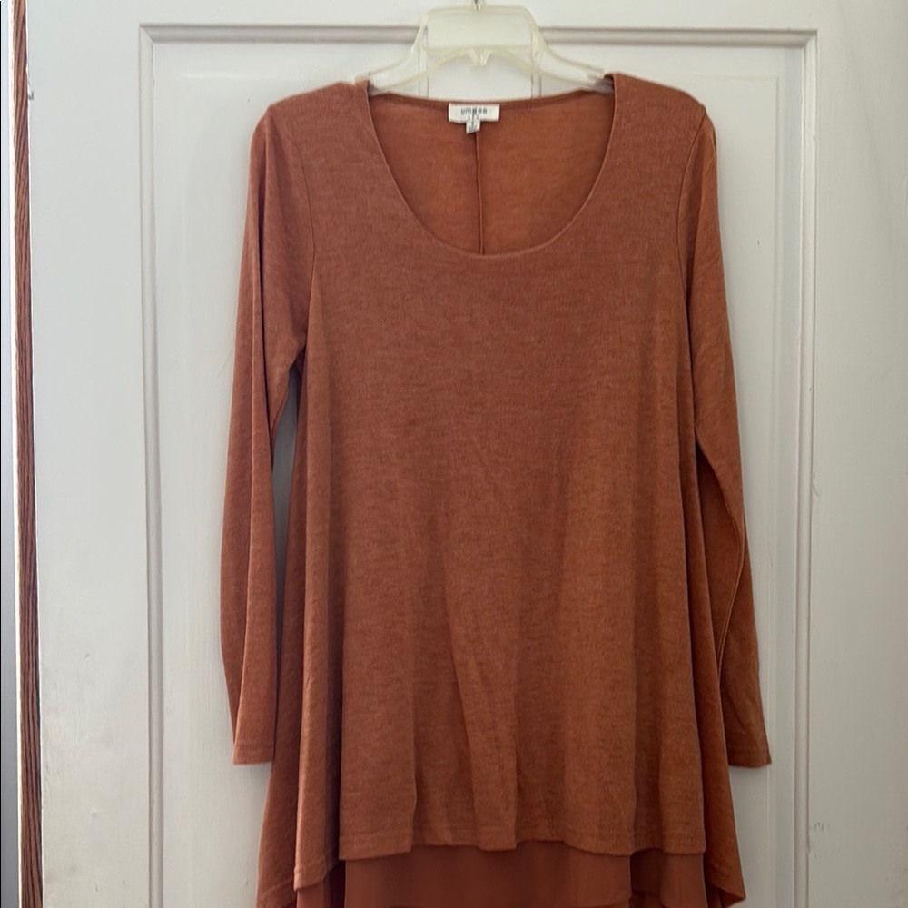 Women's Orange Long Sleeve Dress, Size Small